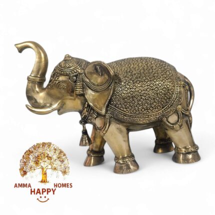 Brass Elephant Sculpture Indian Figurine Home Decor Wild Animal 12 Inch