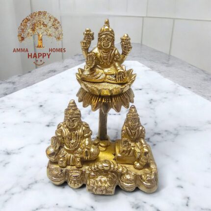 Brass Lakshmi with Kubera and Chitralekha Statue 6 Inch